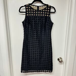 Ralph Lauren LRL Black Melia Dot Lace Sheath Cocktail Dress Size 4 Small